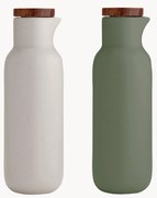 Set dispenser aceto e olio in porcellana e legno di acacia Essentials 2 pz