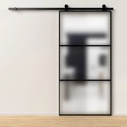Porta scorrevole reversibile 3V satinata in alluminio trasparente, L 96 x H 215 cm, con binario Industrial