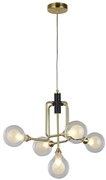 Lampadario Glamour Leonor nero paralume trasparente 5x G9 Ø50cm NOVECENTO