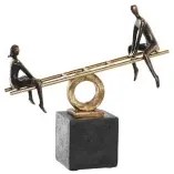 Statua Decorativa DKD Home Decor Nero Dorato Metallo Resina Persone Moderno (27 x 9 x 27,5 cm)