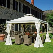 Gazebo Quadrato in alluminio grigio copertura ecru L 300 x P 300 x H 296 cm