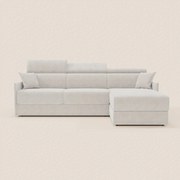 Miryam divano letto angolare compatto - poggiatesta reclinabili e penisola contenitore in tessuto smacchiabile T31