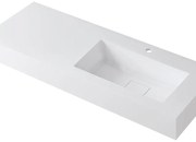 Lavabo integrale rettangolare vasca a destra L 120.5 x H 15 x P 46 cm in resina bianco