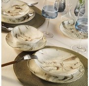 Set da tavola 24 pezzi in porcellana, bianco/marrone