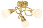 Plafoniera classica oro con vetro opalino 3 luci - Inez