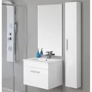 Mobile Bagno Sospeso 60 Cm Un'Anta Specchio Feridras "Show" Bianco Opaco/Bianco Lucido