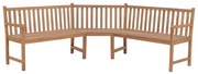 Panchina angolare da giardino 185x185x90 cm in massello di teak