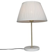 Lampada da tavolo retrò in ottone con paralume plissettato crema 35 cm - Kaso