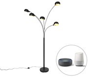 Lampada da terra intelligente nera 5 luci incl. Wifi B35 - Sixties