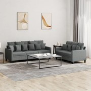 Set Di Divani 2 Pz Con Cuscini Grigio Scuro İn Tessuto /