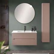 Mobile bagno sospeso cannettato 90 cm rosa con specchio   Bali