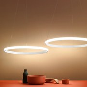 Sospensione Moderna Iole Alluminio Bianco Satinato E Silicone Led 1 Luce 28W