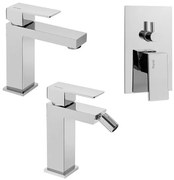 Set miscelatori lavabo bidet e doccia 3 vie cromati serie Italia