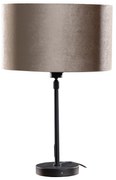 Lampada da Tavolo Nera con Paralume in Velluto Taupe 35cm - Parte