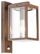 Lampa da parete per esterni marrone ruggine con sensore di movimento IP44 - Charlois