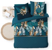 Set copripiumino e federa blu in cotone per letto matrimoniale e per letto esteso 240x220 cm Alianor – douceur d'intérieur