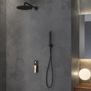 Kamalu - Set doccia a incasso colore nero e oro rosa | KAM-KANDA NERO-RG