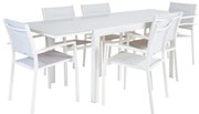 Tavolo da giardino allungabile Lyra II NATERIAL in alluminio bianco con piano in vetro  per 8 persone 130/220x90cm