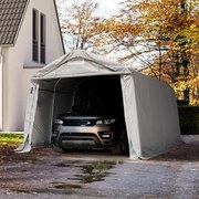 TOOLPORT 3,3x4,8m tenda garage, PVC 800, grigio, con statica (sottofondo in terra) - (58316)