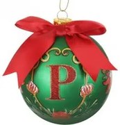 Pallina Natale lettera P 10 cm Royal Garden