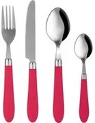 Set 24 posate Smooth in acciaio inox con manico magenta