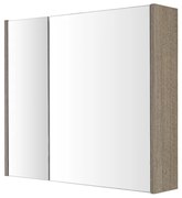 Armadietto bagno con specchio 80 cm rovere scuro 2 ante con ripiani in vetro - Way