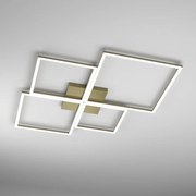 Plafoniera Moderna Quadrata Four Squares Alluminio Oro Oro Brunito Led 120W