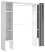 Armadio guardaroba estensibile con tenda L110/180 cm Bianco e grigio - DORIAN