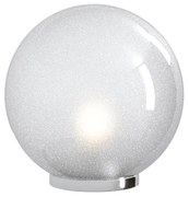 Lampada Contemporanea Glitter Metallo Cromo Vetro Soffiato Trasp 1 Luce E27 30Cm