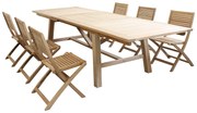 ORATOR - set tavolo in teak cm 160/240 x 90 x 77 h con 6 sedie Orator