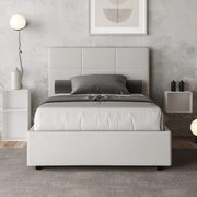 Letto senza rete imbottito 140x210 similpelle bianco Mika