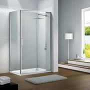 Porta doccia scorrevole Slimline L 110 x H 195cm, Sp. 6 mm in vetro profilo cromo