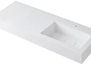 Lavabo integrale a destra rettangolare L 120.5 x H 15 x P 46 cm in resina bianco