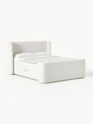 Letto boxsrping in bouclé con contenitore Perla