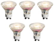 Set di 5 lampadine LED GU10 50mm dimmerabili trasparenti 4,9W 450 lm 2700K