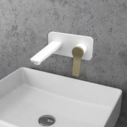 Kamalu - miscelatore lavabo a muro finitura bianca e leva bronzo | kam-kanda bianco-br