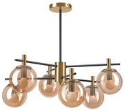 Lampadario a sospensione con supporto rigido LILOU 6xE14/5W/230V oro/nero/fumé beige