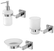 Set accessori a muro 3 pezzi in metallo cromato e viti incluse   Rock