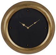 Orologio da Parete Nero Dorato PVC Cristallo Ferro Legno MDF 46 x 6 x 46 cm