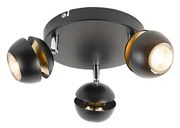 Faretto moderno a 3 luci nero con interno dorato - Buell Deluxe
