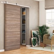 Porta scorrevole reversibile Foret in mdf marrone, L 92.5 x H 211.5 cm, con binario Loft bianco