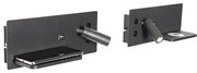 Set di 2 lampade da parete nere con LED, USB e caricabatterie a induzione - Riza