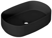 Lavabo da appoggio Kyoto ovale in ceramica L 55 x H 12 x P 36 cm nero