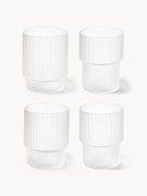 Set di 4 bicchieri per acqua in vetro soffiato millerighe Ripple, 60 ml