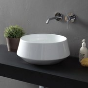 Lavabo da appoggio in ceramica bianco opaco tondo 42 cm   Aris