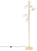 Lampada da terra classica dorata con vetro 5 luci - Elien