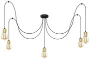Lampadario a sospensione con filo TUBE LONG 5xE27/15W/230V nero/oro
