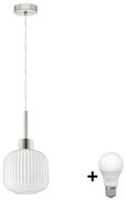Lampadario LED a sospensione su cavo HARMA 1xE27/60W/230V Ø 20 cm cromo opaco/bianco