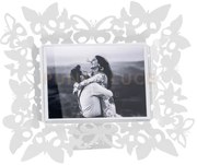 Portafoto di design farfalloso orizzontale bianco marmo