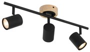 Faretto moderno nero con legno orientabile 3 luci - Jeana
